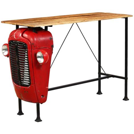 Hommoo Tractor Bar Table Solid Mango Wood Red 60x150x107 cm VD12171