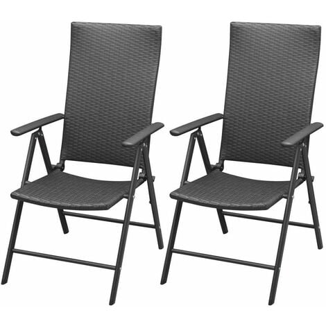 Hommoo Stackable Garden Chairs 2 pcs Poly Rattan Black VD27277