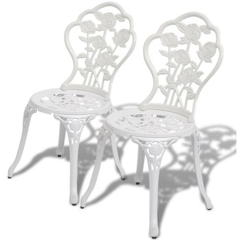Hommoo Bistro Chairs 2 pcs Cast Aluminium White VD27555