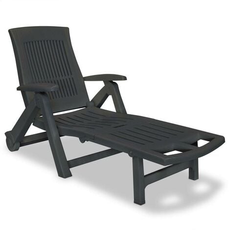 Hommoo Sun Lounger with Footrest Plastic Anthracite VD27915