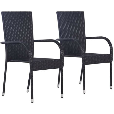 black stackable outdoor chairs