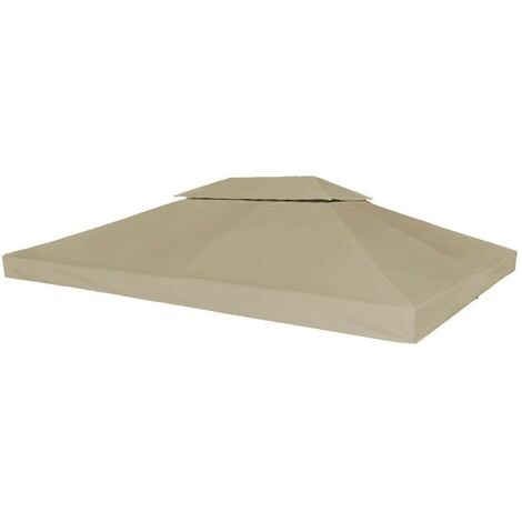Hommoo 2-Tier Gazebo Top Cover 310 g/m² 4x3 m Taupe VD28948
