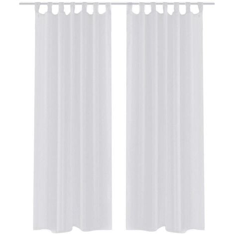 RHAFAYRE White Sheer Curtain 140x160cm Linen Effect Eyelet