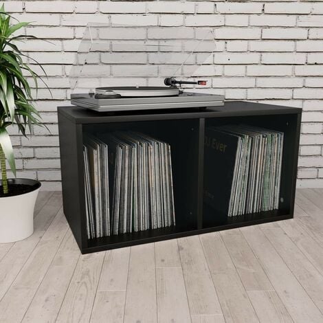 Hommoo Vinyl Storage Box Black 71x34x36 cm Chipboard VD31147
