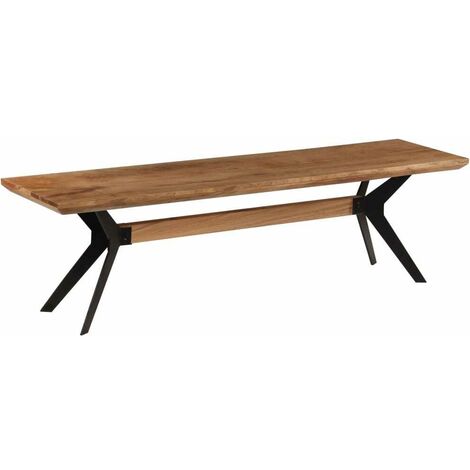 Hommoo Dining Bench Solid Acacia Wood and Steel 160x40x45 cm VD12252