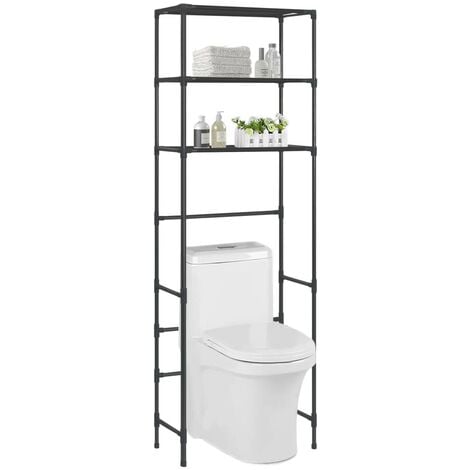 Hommoo 3-Tier Storage Rack over Toilet Black 53x28x169 cm