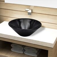 Ceramic Bathroom Sink Basin Black Round VD04205
