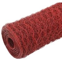 Hommoo Chicken Wire Fence Steel with PVC Coating 25x0.75 m Red VD05225