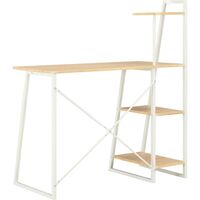 Hommoo Desk with Shelving Unit White and Oak 102x50x117 cm