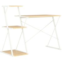 Hommoo Desk with Shelf White and Oak 116x50x93 cm