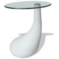 Hommoo Coffee Table with Round Glass Top High Gloss White VD08161