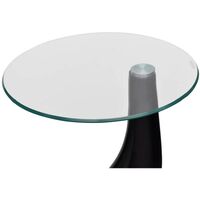 Hommoo Coffee Table 2 pcs with Round Glass Top High Gloss Black VD08164