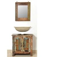 Reclaimed Solid Wood Bathroom Vanity Cabinet Set with Mirror VD08561