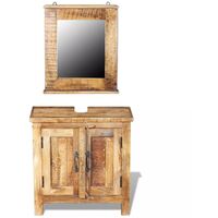 Hommoo Bathroom Vanity Cabinet with Mirror Solid Mango Wood VD09818