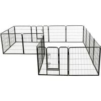 Hommoo Dog Playpen 16 Panels Steel 80x80 cm Black