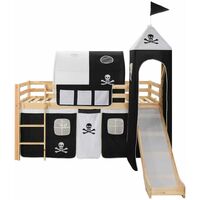 Hommoo Children's Loft Bed Frame with Slide & Ladder Pinewood 97x208 cm VD23797