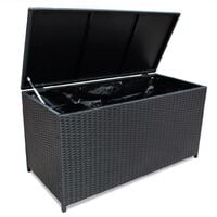 Hommoo Garden Storage Box Black 150x50x60 cm Poly Rattan