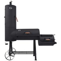 Hommoo BBQ Charcoal Smoker with Bottom Shelf Black Heavy XXL VD27540