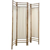 Hommoo Folding 4-Panel Room Divider Bamboo and Canvas 160 cm VD28004