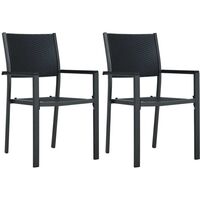Hommoo Garden Chairs 2 pcs Black Plastic Rattan Look VD30266