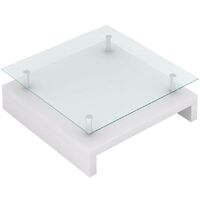 Hommoo Coffee Table with Glass Top White VD30957