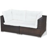 Hommoo 5 Piece Garden Lounge Set with Cushions Poly Rattan Brown VD33980