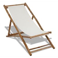 Hommoo Outdoor Deck Chair Bamboo and Canvas VD26531
