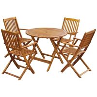 Hommoo 5 Piece Folding Outdoor Dining Set Solid Acacia Wood VD27726