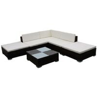 Hommoo 6 Piece Garden Lounge Set with Cushions Poly Rattan Brown VD33956