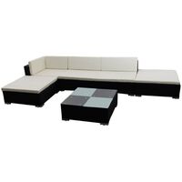 Hommoo 6 Piece Garden Lounge Set with Cushions Poly Rattan Black VD33957