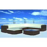 Hommoo 8 Piece Garden Lounge Set with Cushions Poly Rattan Brown VD33958