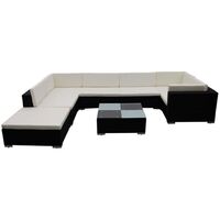 Hommoo 8 Piece Garden Lounge Set with Cushions Poly Rattan Black VD33959