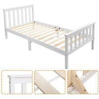 Single Bed White 3ft Solid Pine Wooden Bed Frame for Adults, Kids 96x196cm (3FT) B2B00292