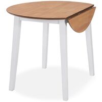 Hommoo Drop-leaf Dining Table Round MDF White VD11359