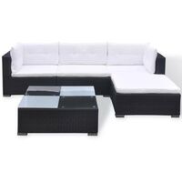 Hommoo 5 Piece Garden Lounge Set with Cushions Poly Rattan Black VD33981