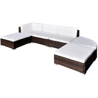 Hommoo 6 Piece Garden Lounge Set with Cushions Poly Rattan Brown VD33967