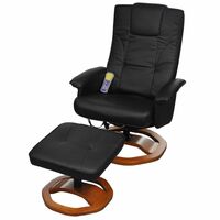 Hommoo Massage Chair with Footstool Black Faux Leather VD33028
