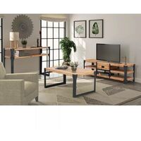 Hommoo Three Piece Living Room Furniture Set Solid Acacia Wood