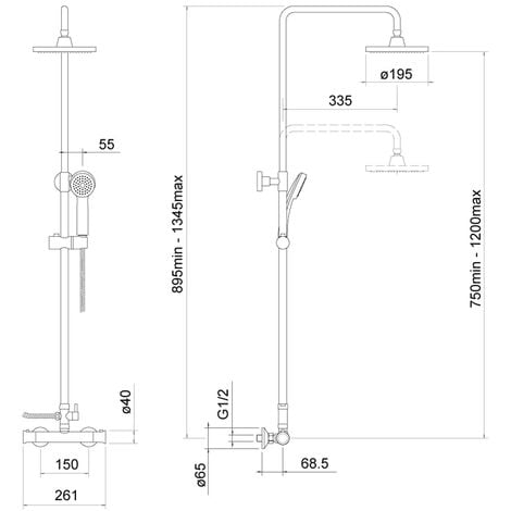 Brushed Brass Round Thermostatic Shower Set