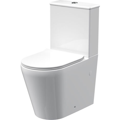 Compact Rimless Flush To Wall Close Coupled Toilet, Cistern & Seat - TOILETSET8