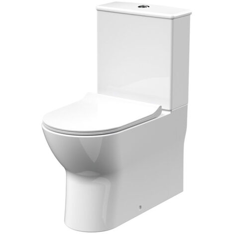 Rimless Flush to Wall Close Coupled Pan, Cistern & Seat - TOILETSET9