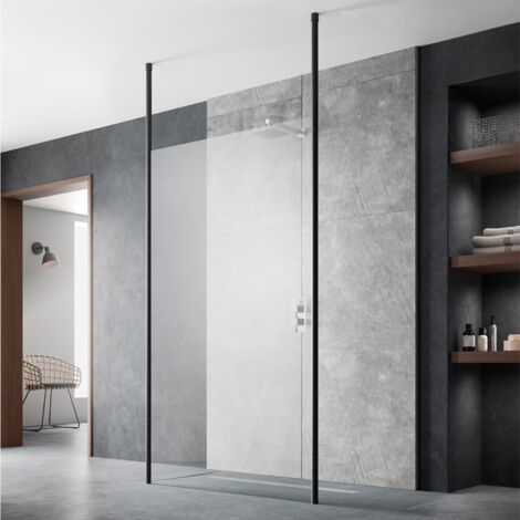 Hudson Reed Wet Room Screen with Ceiling Post 900mm Wide - 8mm Glass (1/3)
