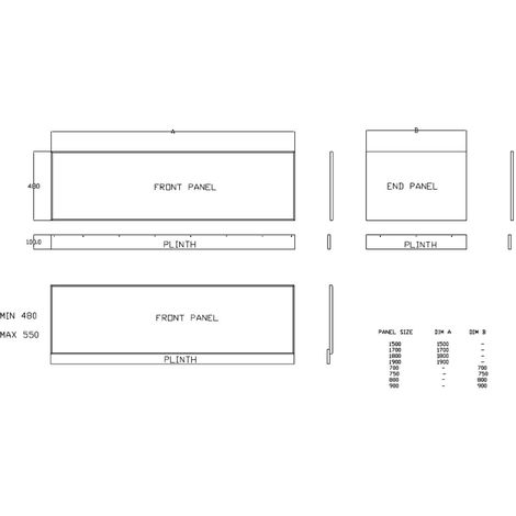 1700mm Waterproof Front Bath Panel