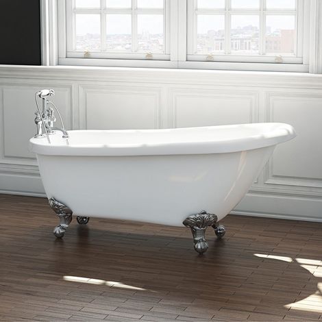 Freestanding Traditional Single Ended Slipper Bath With Ball & Claw Feet 1555mm - Brentwood By Synergy