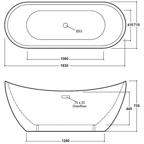 Freestanding Luxury Bath 1830mm Aviana