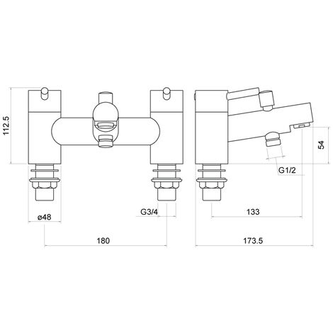 Solent Bath Shower Mixer with Shower Kit - By Voda Design