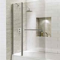 1400mm Extended Straight Bath Screen with Curved Corner & Towel Rail - Kaso 6 by Voda Design (6mm Thick)