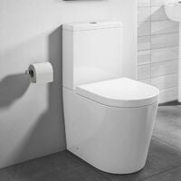 Rimless Close Coupled Modern Toilet - With Soft Close Seat (Fully Back To Wall)