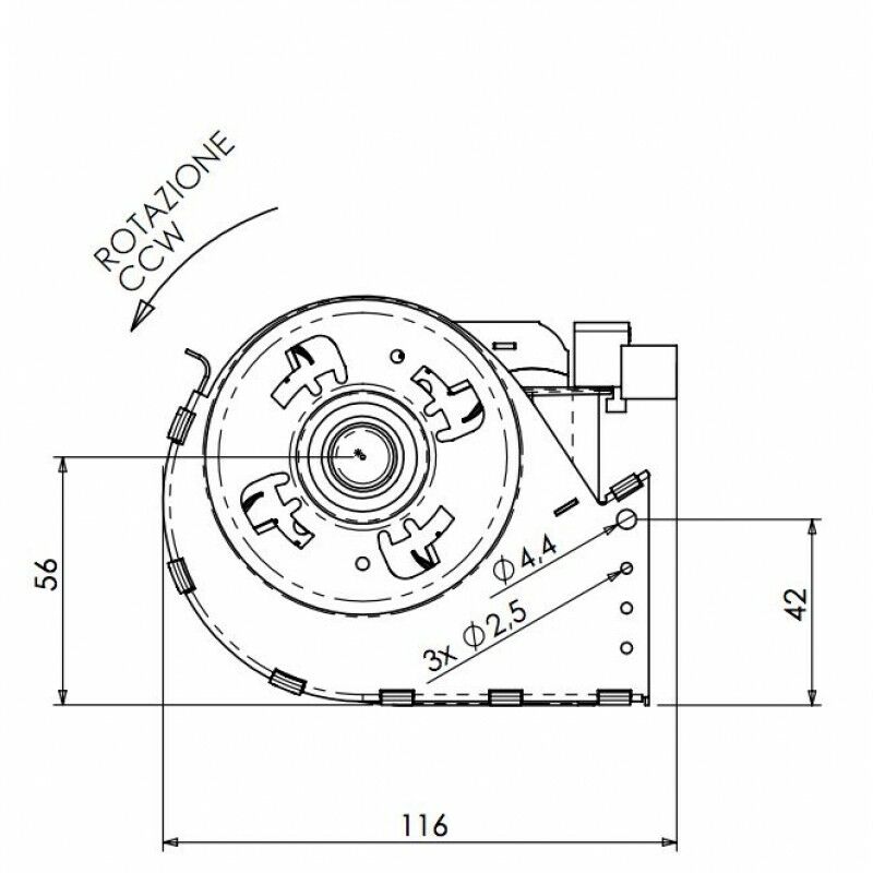 Ventilatore tangenziale motore 300 mm diametro 65 mm