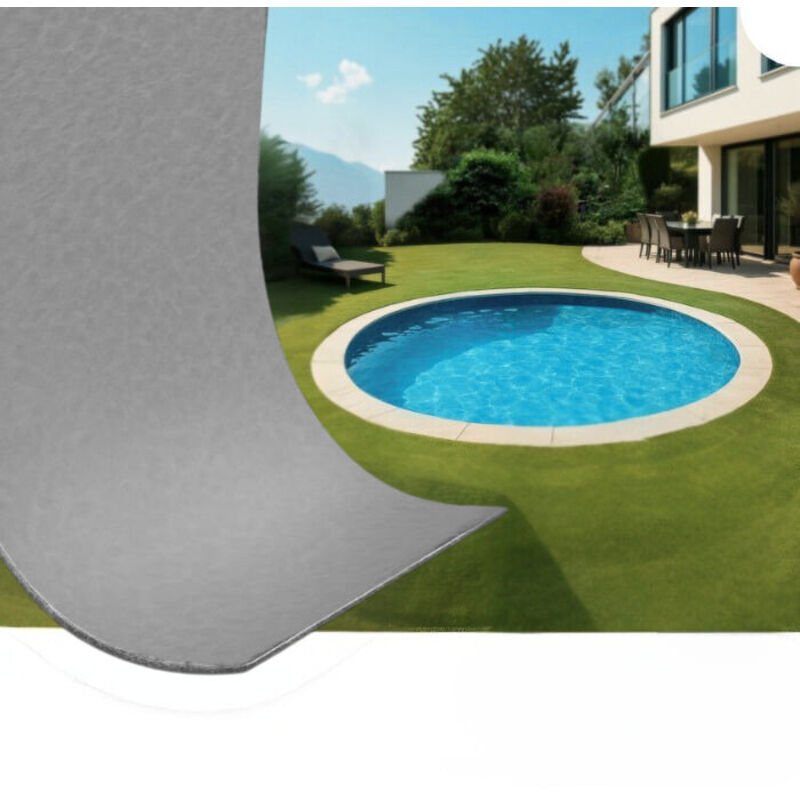 Ribimex Telone per Piscina Rotonda, Diametro del Telo 4,20 m per Piscine con Diametro 3,60 m, Rete di Scolo Centrale, in Polietilene con Trattamento Anti-UV, Cavo e Tenditore Inclusi - PRBP140R42